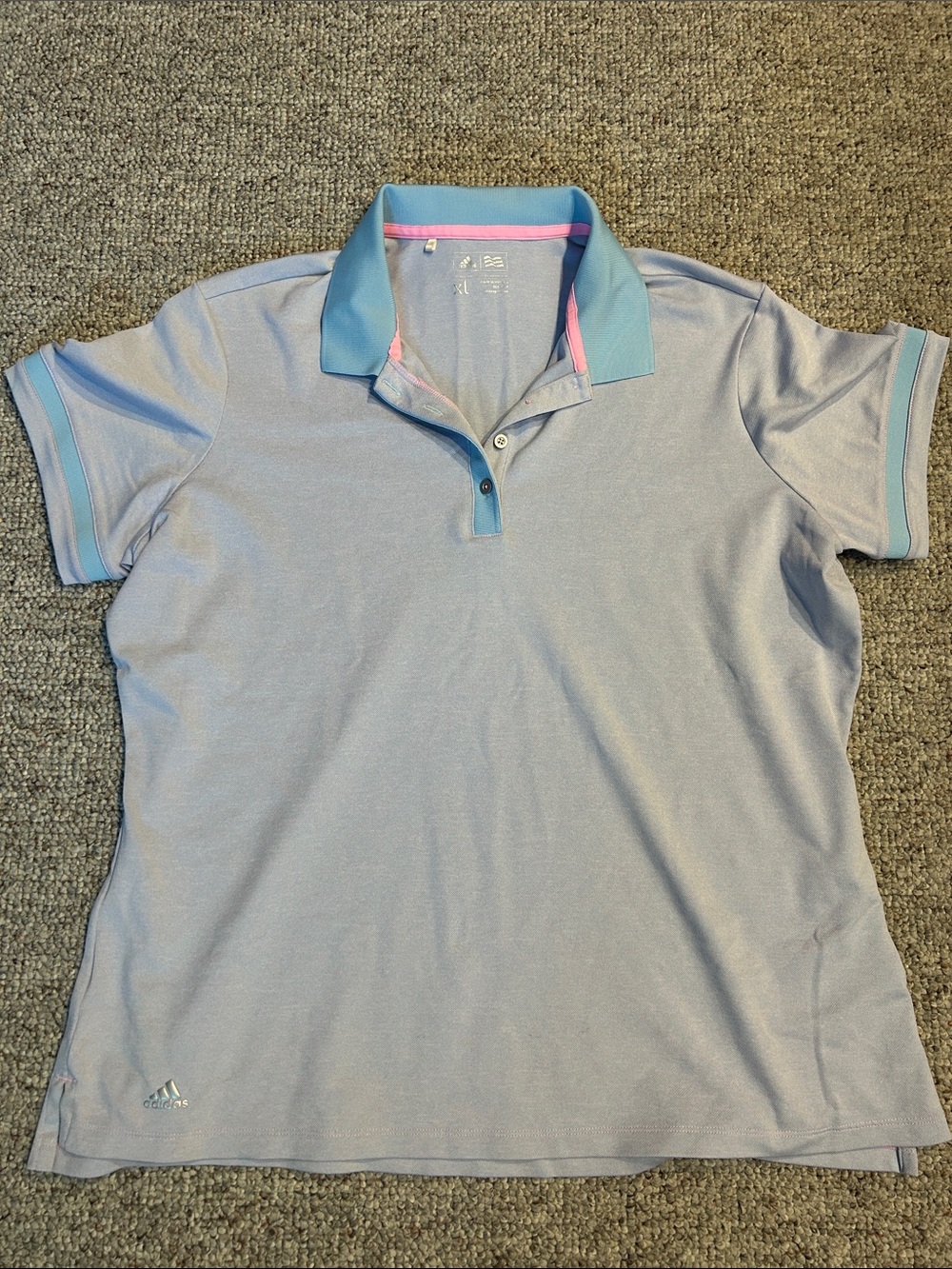 adidas Lavender Polo with Sky Blue Collar